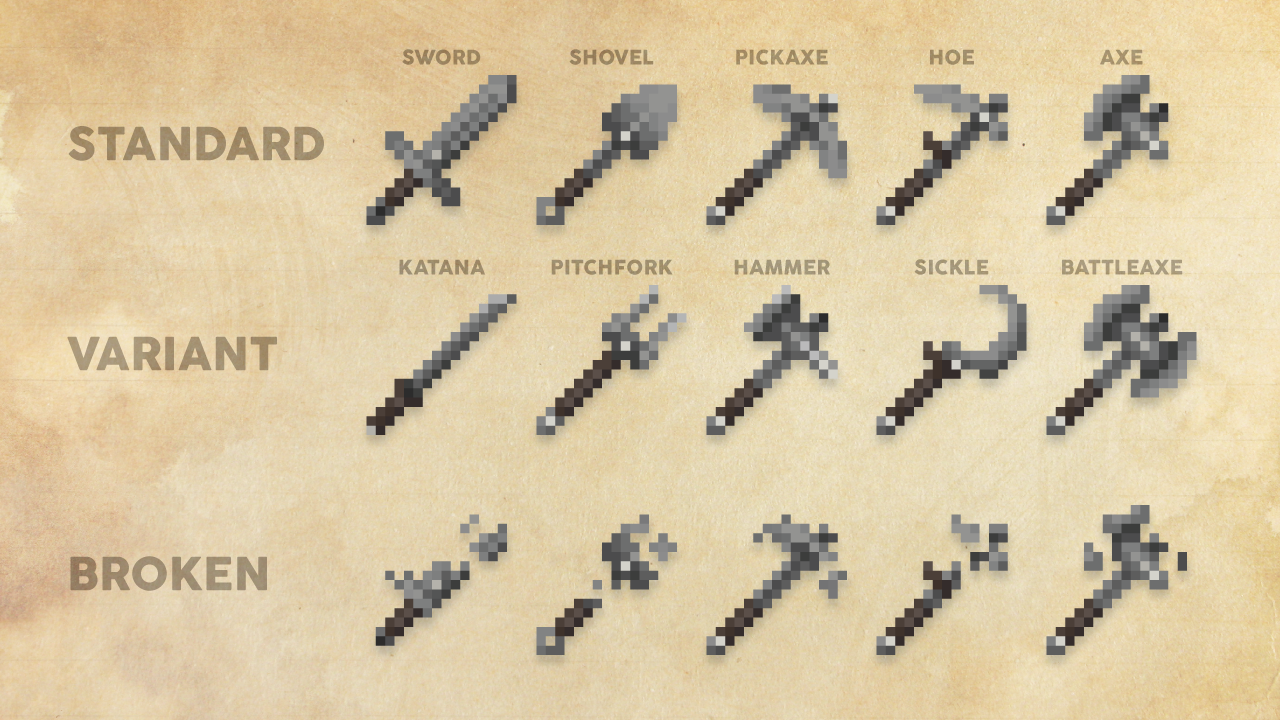 Grands outils en bois de style Minecraft Armes et accessoires